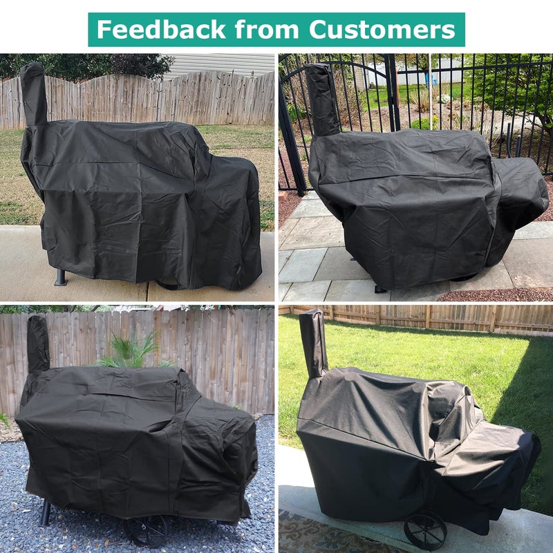 SunPatio Offset Smoker Cover, Outdoor Heavy Duty Waterproof Grill Cover Compatible for CharBroil Oklahma Joe's Highland and Horizon Grills, Charcoal BBQ Smoker Protector, All Weather Protection - Image 3